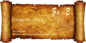 Zsigrai Edit névjegykártya
